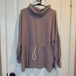 Grey State Mauve Purple Drawstring Cinch Waist Mock Neck Sweatshirt Size 0